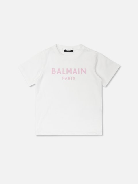 Біла футболка Balmain з рожевим логотипом з бавовни: фото - Invogue