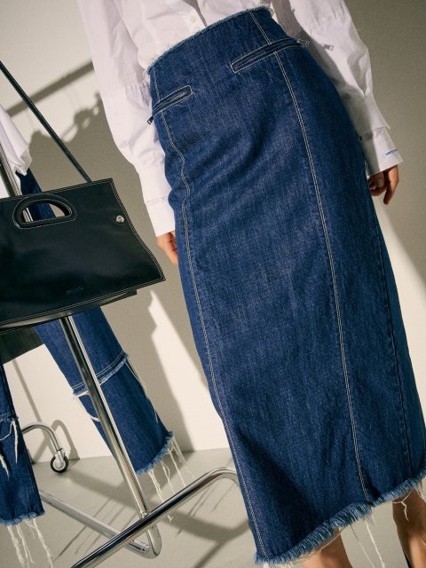 Синяя юбка Max&Co из хлопкового денима: фото 4 - Invogue