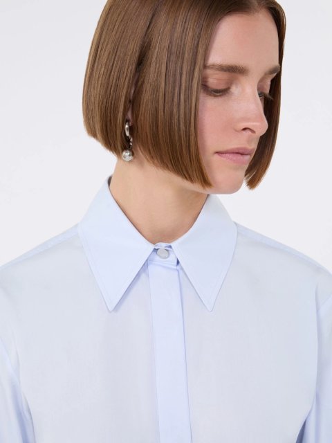 Голубая рубашка SPORTMAX из хлопкового поплина: фото 5 - Invogue