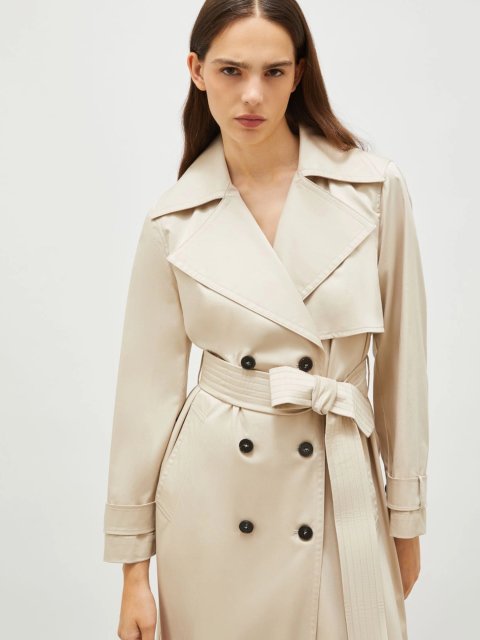 Бежевый плащ Marella двубортный: фото 4 - Invogue