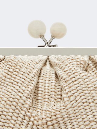 Бежевая сумка Pasticcino Weekend Accessories с эффектом рафии: фото 3 - Invogue