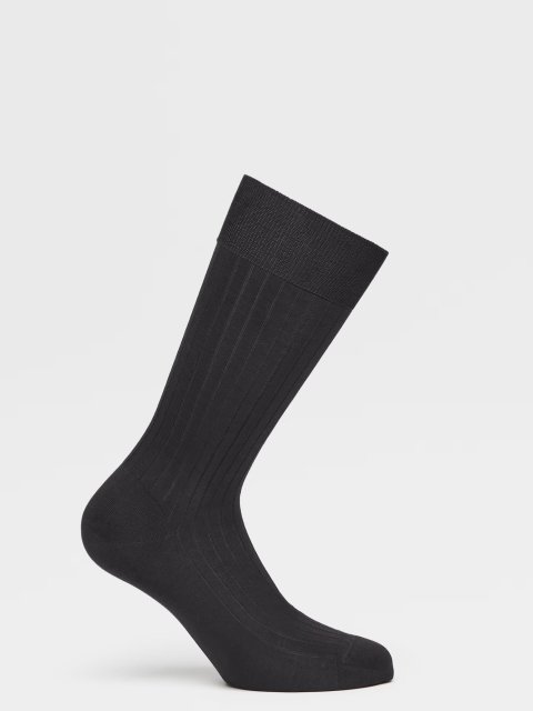 Темно-синие носки Zegna из хлопкового джерси: фото 1 - Invogue