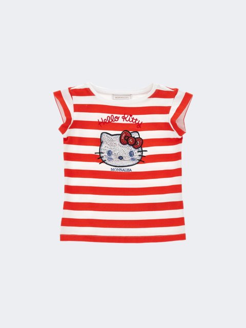 Футболка Hello Kitty в біло-червону смужку Monnalisa: фото - Invogue