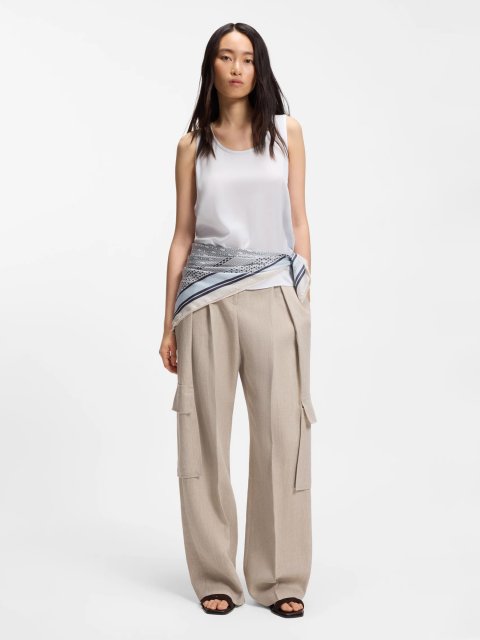 Синий шарф BOSS из шелковой саржи: фото 1 - Invogue