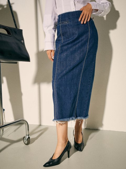 Синяя юбка Max&Co из хлопкового денима: фото 2 - Invogue