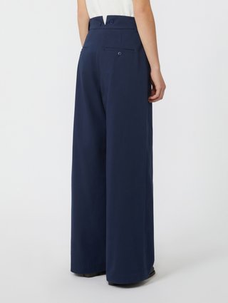 Темно-синие брюки WEEKEND MAX MARA из хлопкового габардина: фото 3 - Invogue