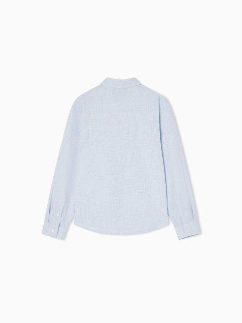 Сорочка з бавовняно-льняного попліну Emporio Armani Kids: фото 2 - Invogue