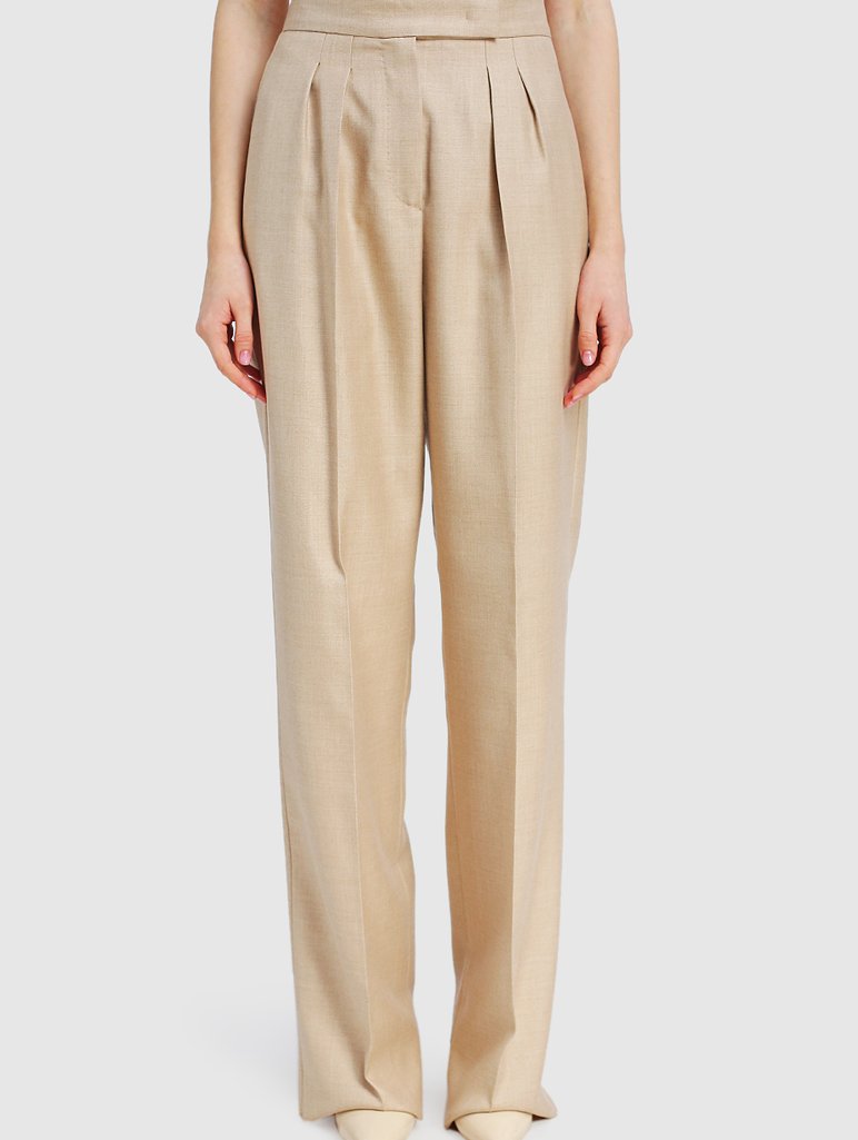 Молочные брюки MAX MARA: фото 3 - Invogue