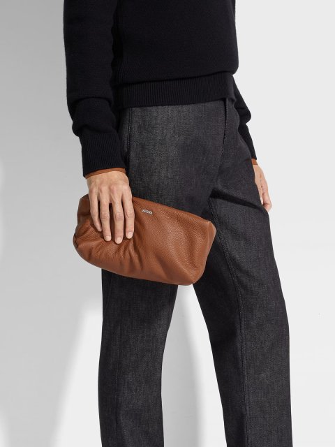 Коричнева сумка ZEGNA зі шкіри: фото 1 - Invogue