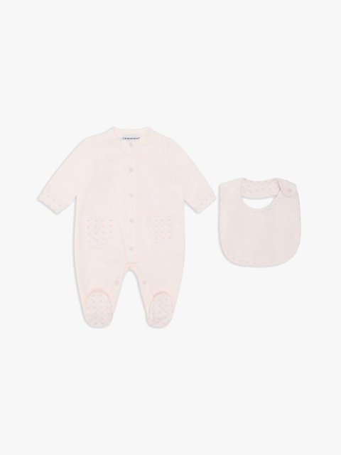 Рожевий комбінезон, слинявчик EMPORIO ARMANI KIDS з бавовни: фото - Invogue