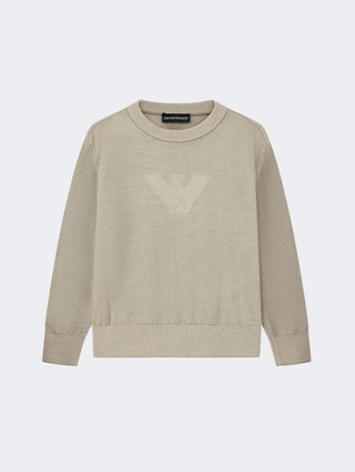 Белый свитер с логотипом Emporio Armani из шерсти: фото - Invogue