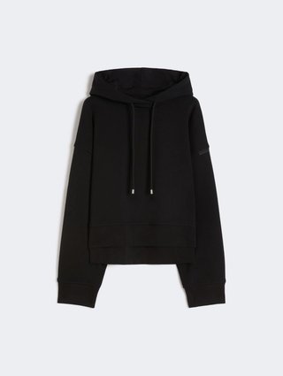 Черное худи Sportmax из эластичного хлопка: фото - Invogue