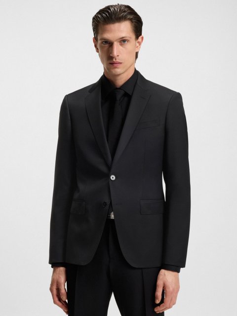 Чёрный пиджак BOSS из шерсти: фото 2 - Invogue