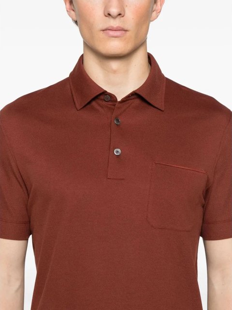 Помаранчеве поло ZEGNA з бавовни: фото 3 - Invogue