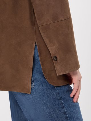 Коричнева куртка Max Mara із замші та шовку: фото 4 - Invogue