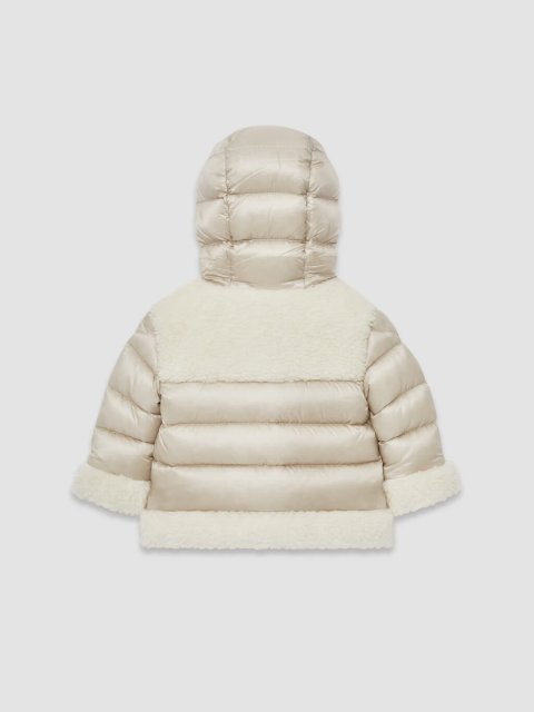 Бежевий пуховик MONCLER з капюшоном: фото 1 - Invogue