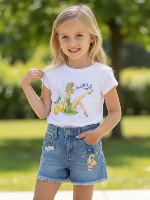 Джинсові шорти з вишивкою Tinkerbell Monnalisa: фото 1 - Invogue