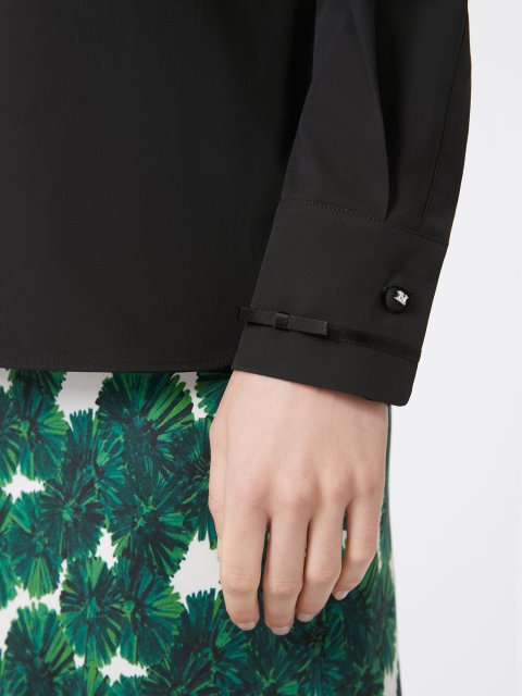 Черная рубашка MAX MARA из эластичного поплина: фото 5 - Invogue