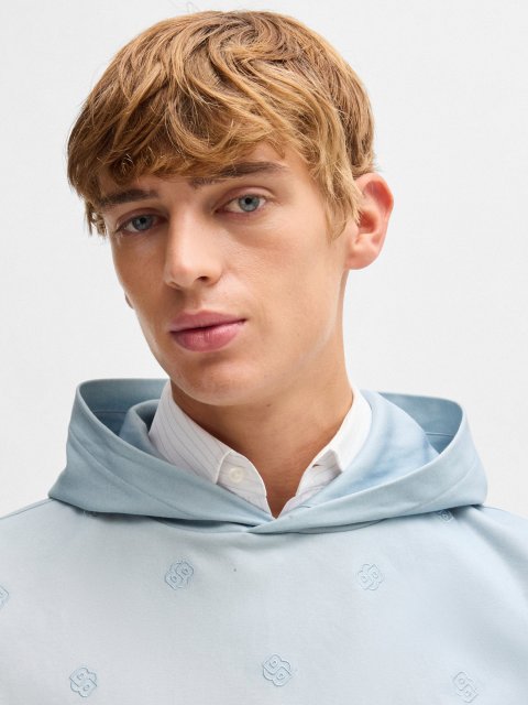 Голубое худи BOSS свободного кроя: фото 4 - Invogue