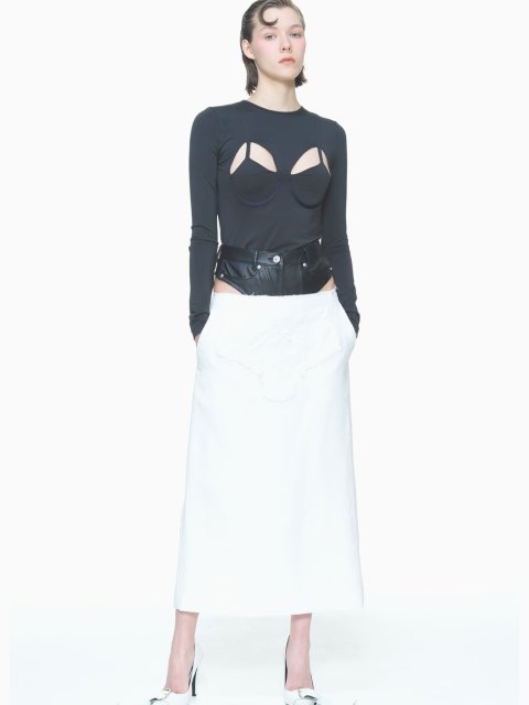 Черный топ PUSHBUTTON с вырезами: фото 5 - Invogue