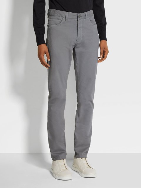 Джинси Zegna з еластичної бавовни сірі: фото 1 - Invogue