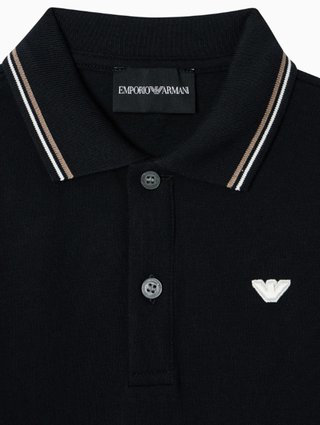 Тёмно-синяя рубашка Emporio Armani из хлопка и эластана: фото 2 - Invogue