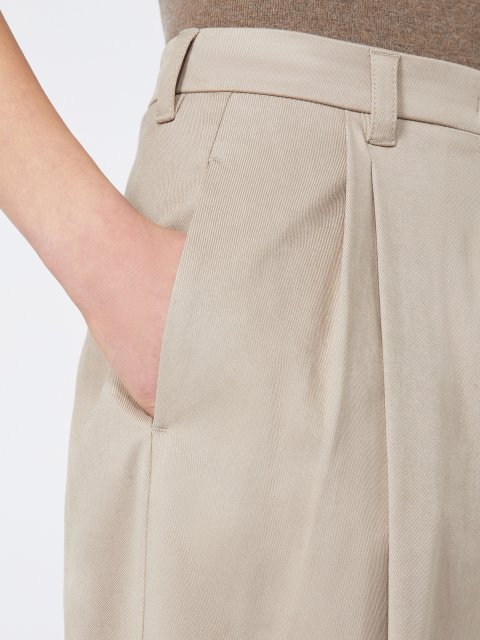 Кремовые брюки MAX MARA из смеси хлопка: фото 4 - Invogue