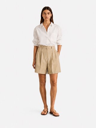 Бежевые шорты Weekend Max Mara из льна: фото 1 - Invogue