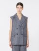Синій жилет в смужку Max Mara з льону: фото 2 - Invogue