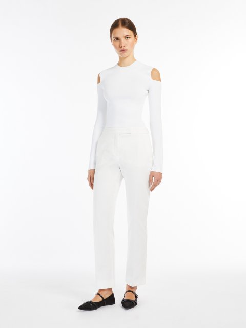 Білі брюки Max Mara з еластичного бавовняного атласу: фото 1 - Invogue
