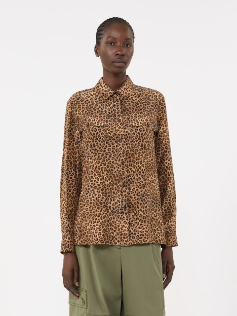 Сорочка з леопардовим принтом WEEKEND MAX MARA шовкова: фото 2 - Invogue