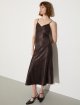 Шоколадна сукня MAX&CO з м'ятого атласу: фото 1 - Invogue