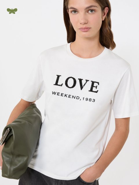 Біла футболка WEEKEND MAX MARA з принтом: фото 4 - Invogue
