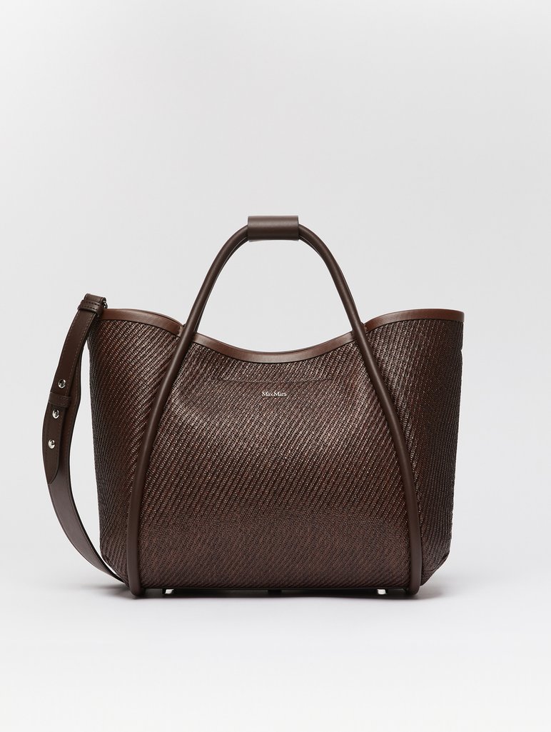 Коричнева сумка Max Mara зі шкіряними деталями: фото - Invogue