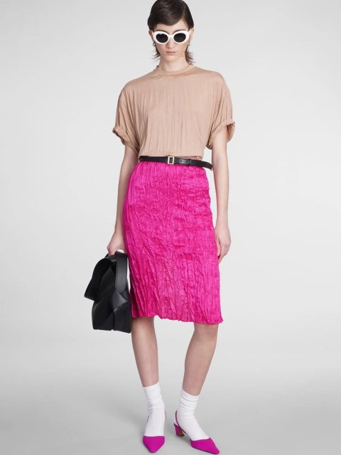 Спідниця кольору фуксії Acne Studios міді: фото 5 - Invogue