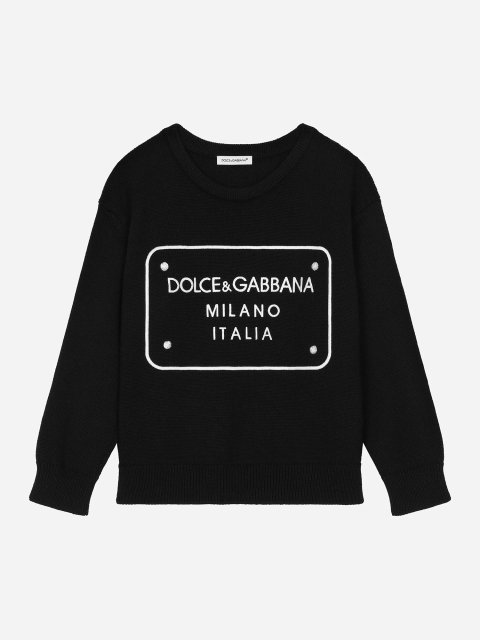 Чорний пуловер Dolce&Gabbana з логотипом: фото - Invogue