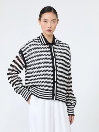 Біло-синій кардиган у смужку Max Mara з бавовни: фото 2 - Invogue