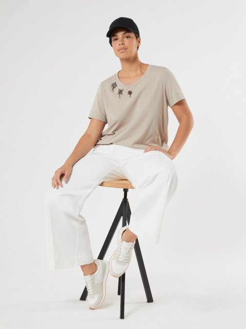 Серая футболка MARINA RINALDI из хлопкового трикотажа: фото 1 - Invogue