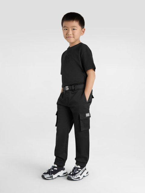 Чорна футболка DOLCE&GABBANA KIDS з бавовняного трикотажу: фото 3 - Invogue