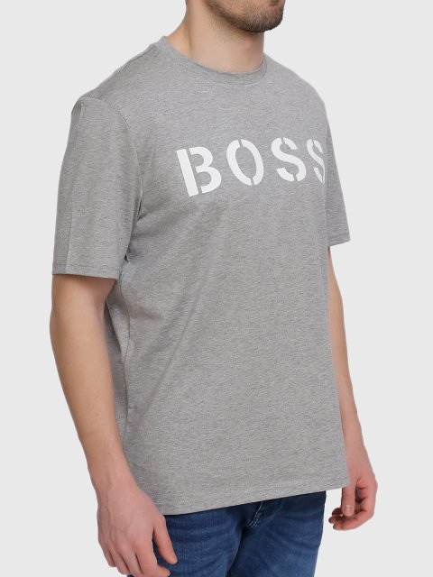Серебристая футболка BOSS: фото 2 - Invogue