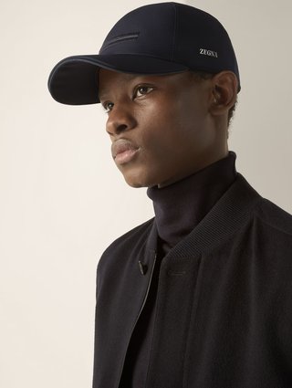 Тёмно-синяя кепка ZEGNA из полиэстера и хлопка: фото 1 - Invogue