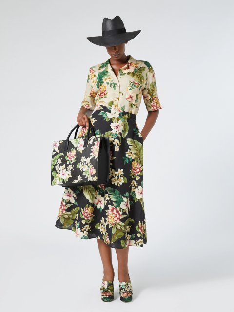 Черная сумка Marina Rinaldi с цветочным принтом: фото 1 - Invogue