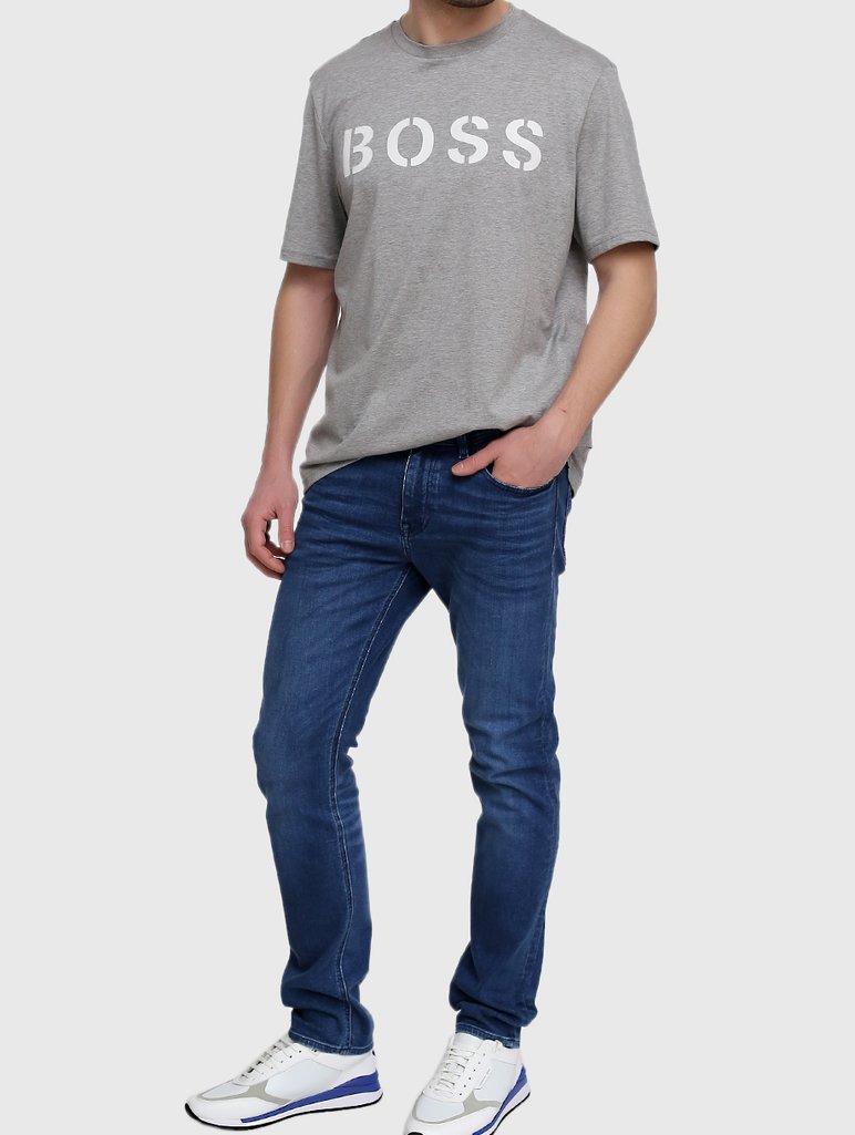 Серебристая футболка BOSS: фото 1 - Invogue