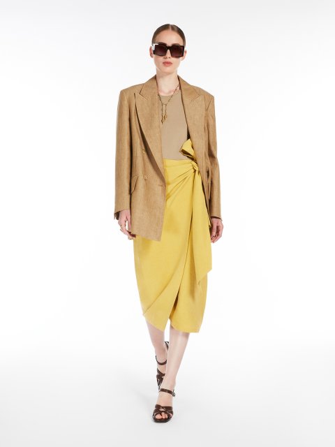 Желтая юбка Max Mara из льна и шелка: фото 1 - Invogue