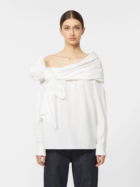 Біла блуза MAX MARA з бавовняного попліну: фото 2 - Invogue