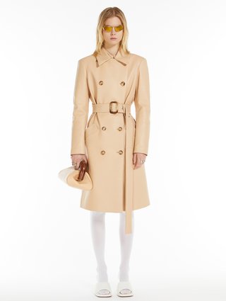 Кремовый тренч Sportmax кожаный: фото 4 - Invogue