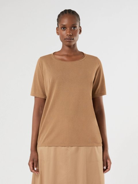 Коричневая футболка MARINA RINALDI из вискозного крепа: фото 2 - Invogue