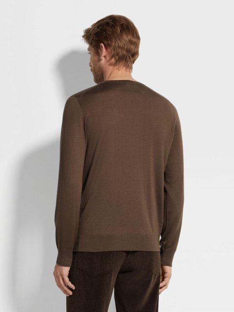 Коричневий светр ZEGNA з кашеміру та шовку: фото 2 - Invogue