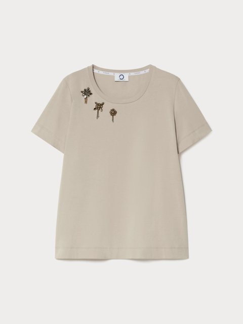 Серая футболка MARINA RINALDI из хлопкового трикотажа: фото - Invogue