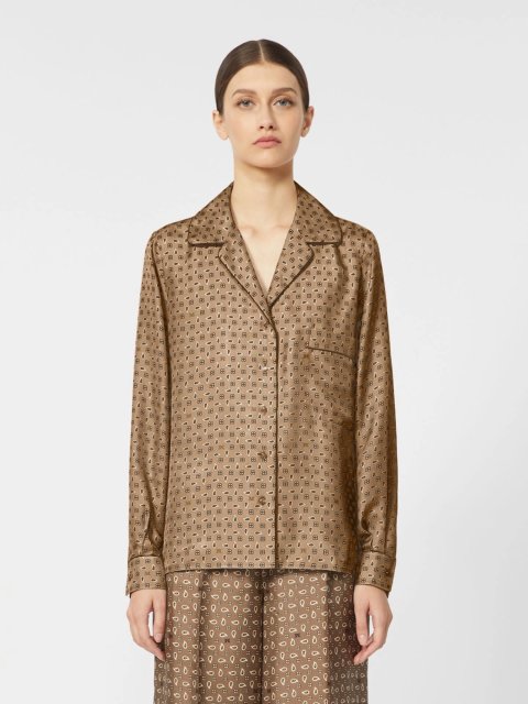 Коричнева сорочка MAX MARA з шовку: фото 2 - Invogue